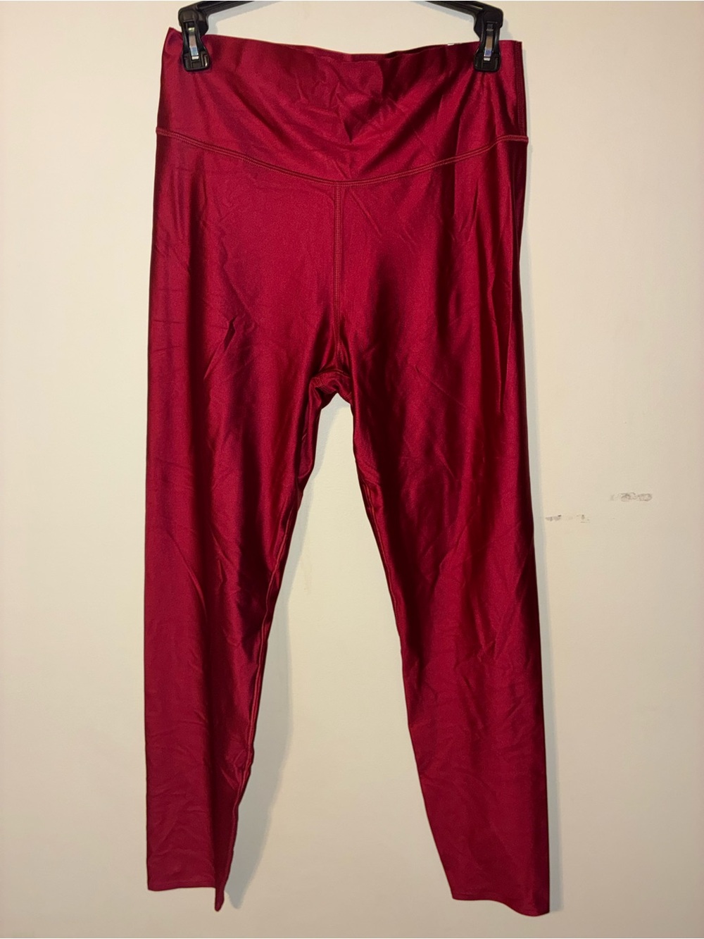VSX womens' High-Waist Leggings in Burgundy Red